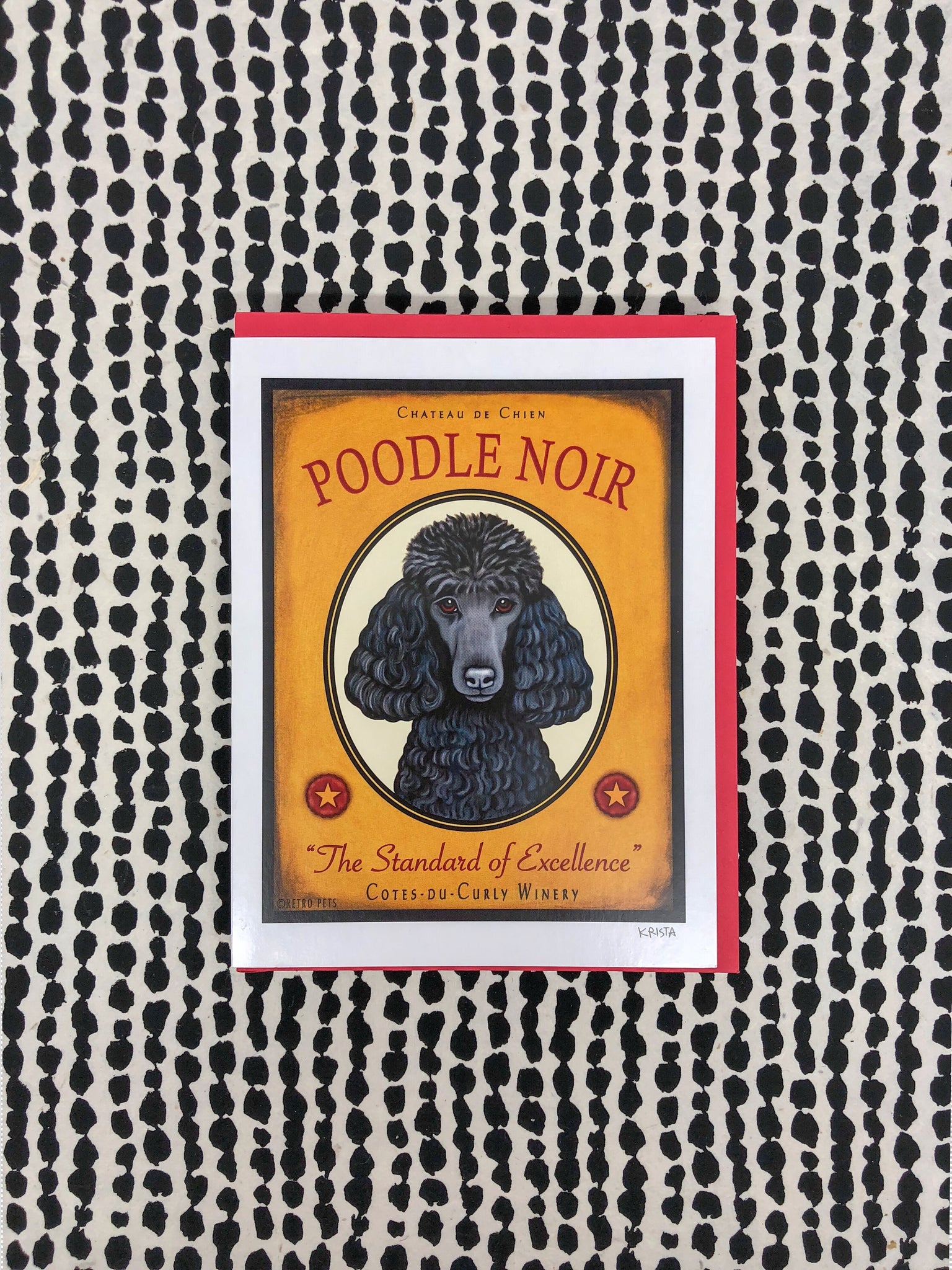 Poodle Noir Wine Pupper Card