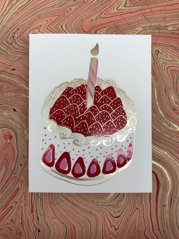 Stawberry and Cream Birthday Cake Card