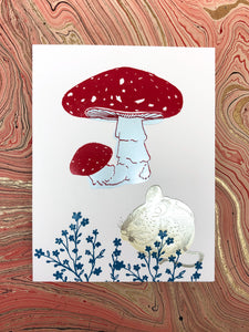 Red Mushroom and Gold Field Mouse Card
