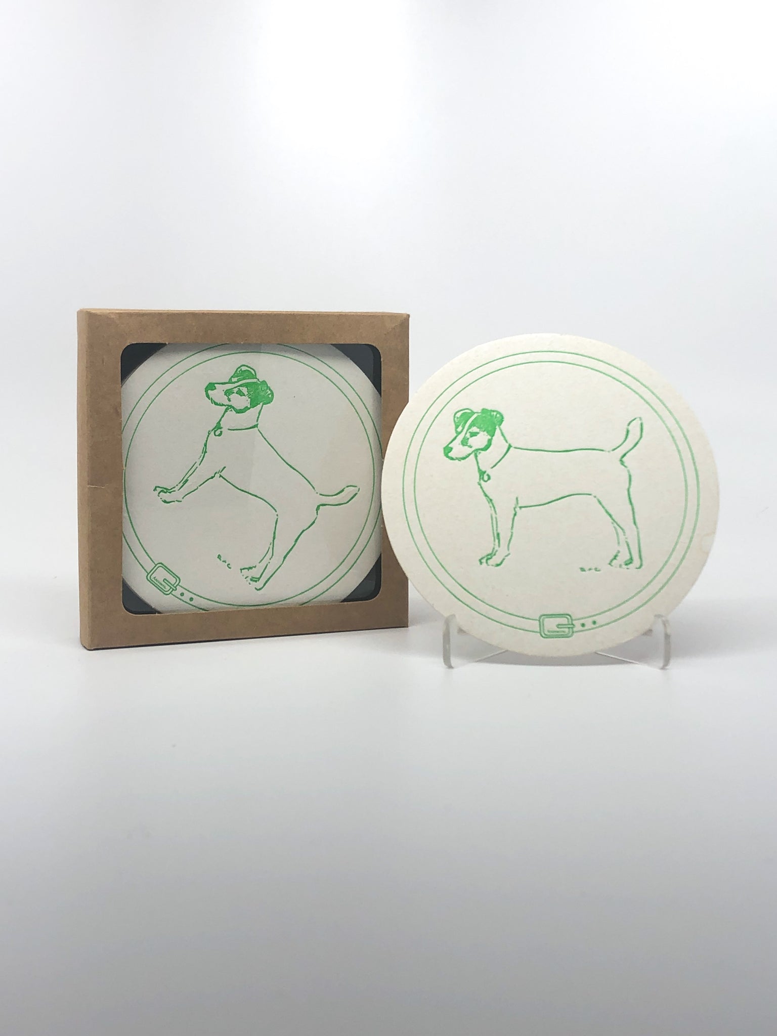 Green Jack Russell Terrier Coaster