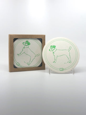 Green Jack Russell Terrier Coaster